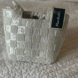 Elegant White Sequin Tote Bag